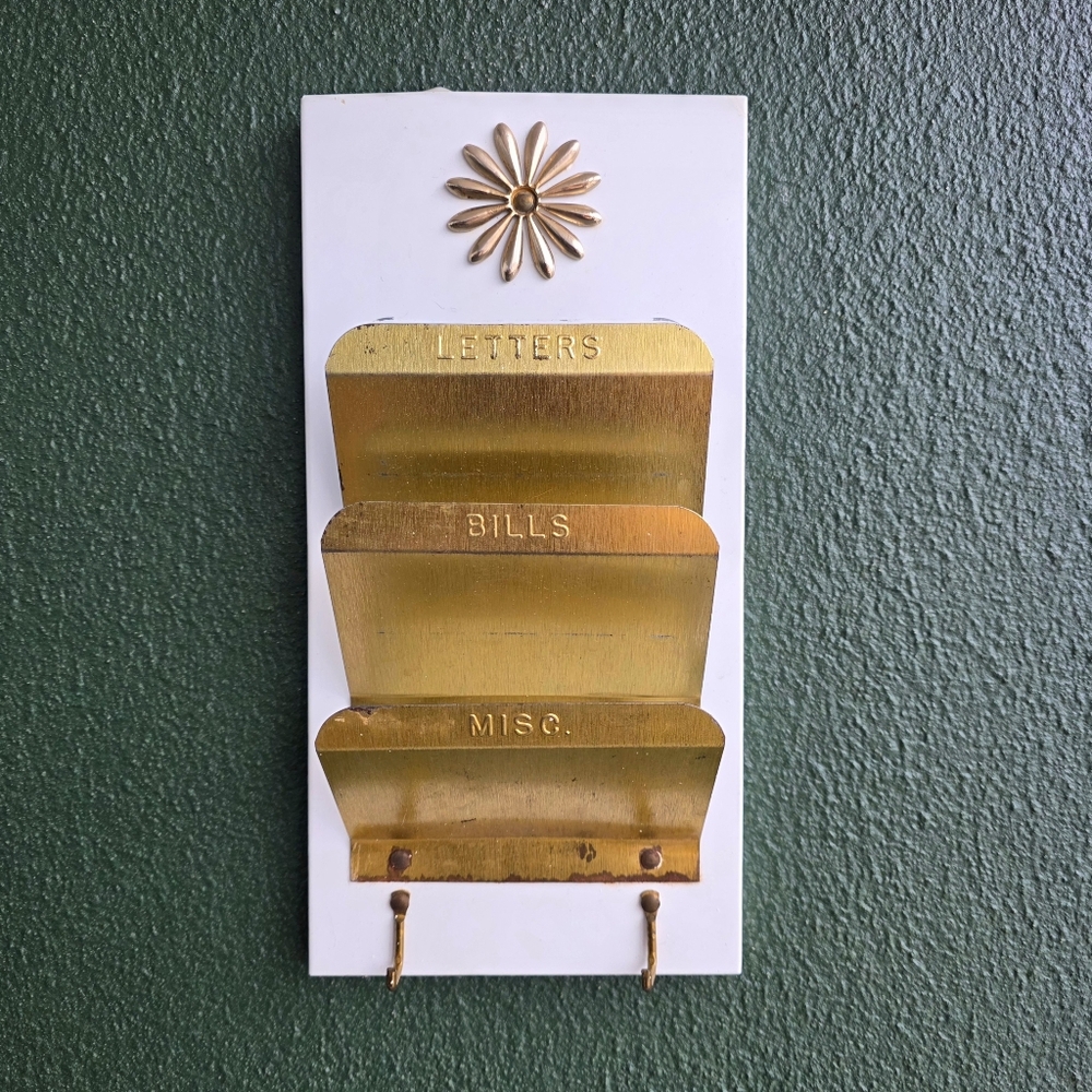 Gold and White Letter/Papers Wall Organizer